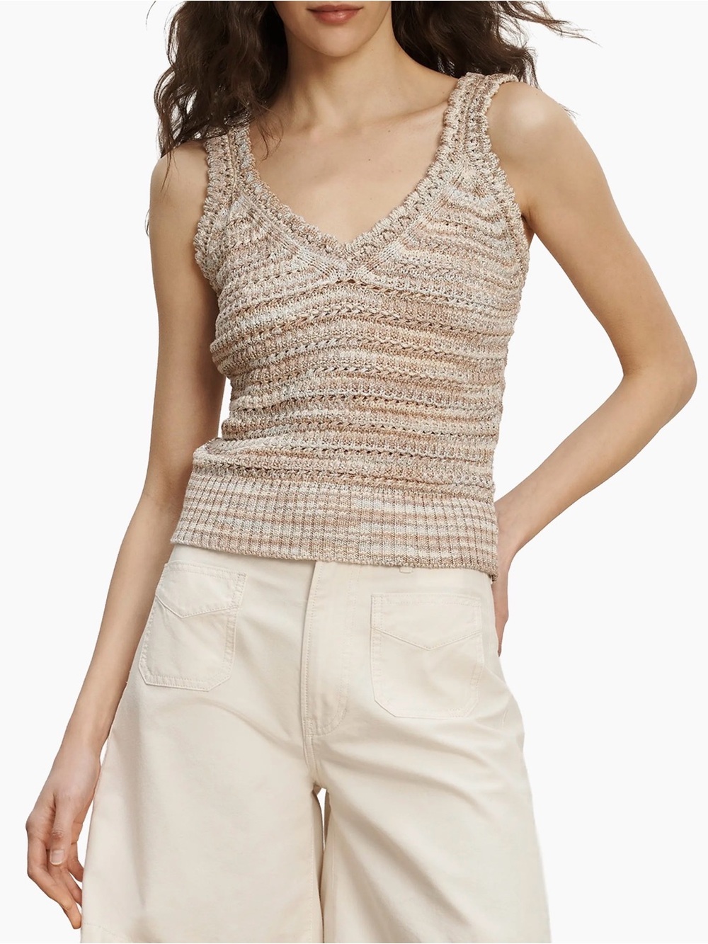 Veronica Beard Selwyn Metallic Knit Tank Size Medium